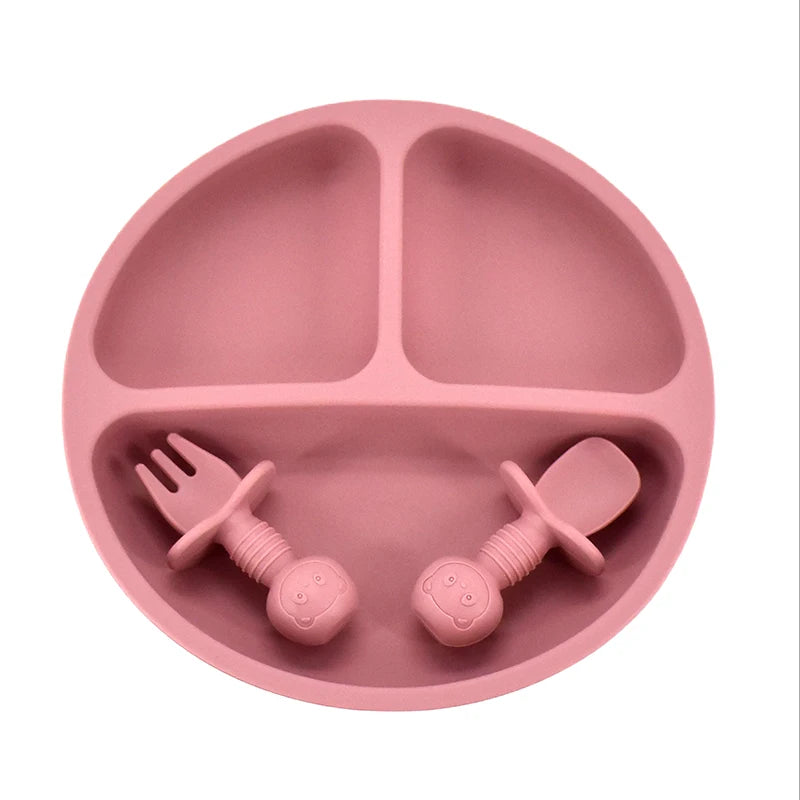 9Colors Baby Plate Set Food Grade Silicone Dishes BPA-Free Tableware Kids Feeding Bowls Kids Learning Dishes Tray Dropshiping