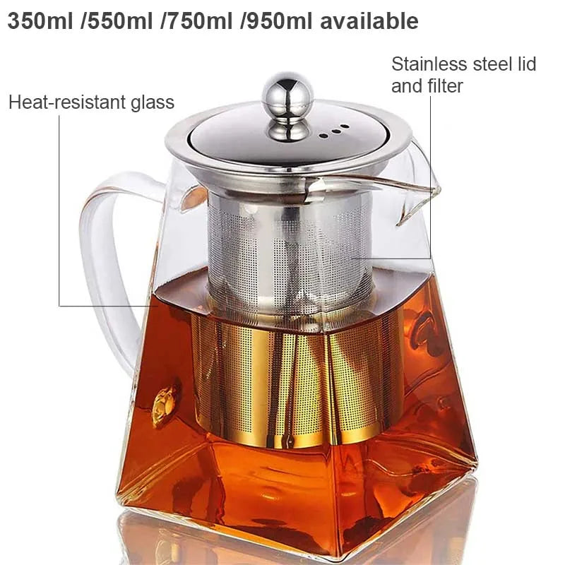 Dropshipping Heat Resistant Glass Teapot Various Styles Of Hot-selling Tea Sets Clear Kettle Flower Puer Tea Infuser Pot