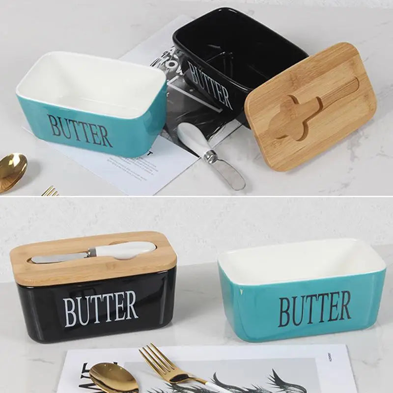 Butter Sealing Box Butter Dish With Lid Keeper Ceramic Butter Boxes Dishes Cans Cheese Trays Kitchen Butter Dish With Covers