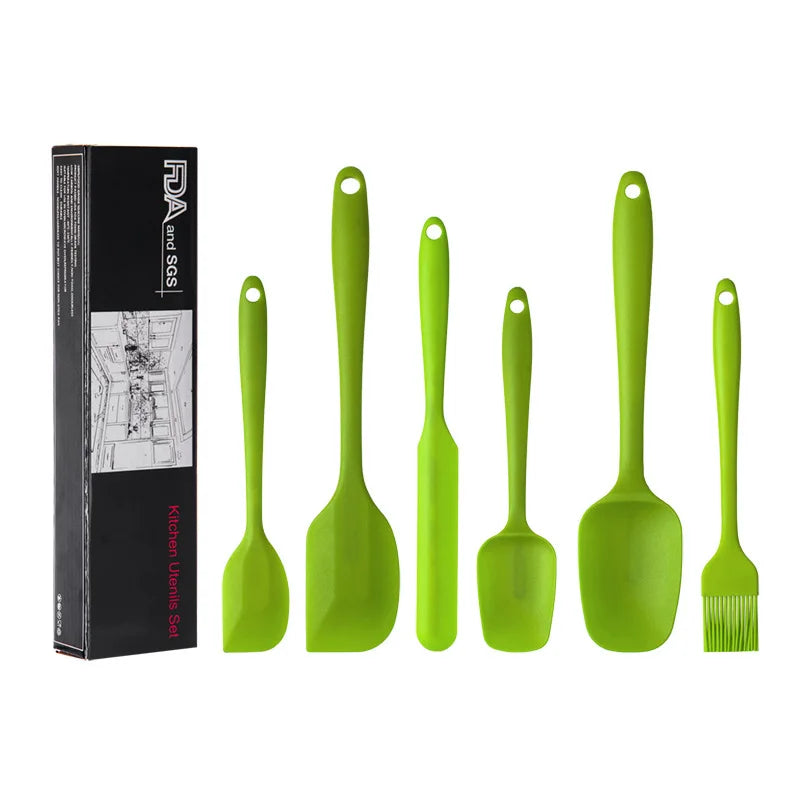 6 Piece Silicone Spatula Set Non-Stick Heat-Resistant Spatulas Turner for Cooking Baking Mixing Baking Tools Cookware With Box