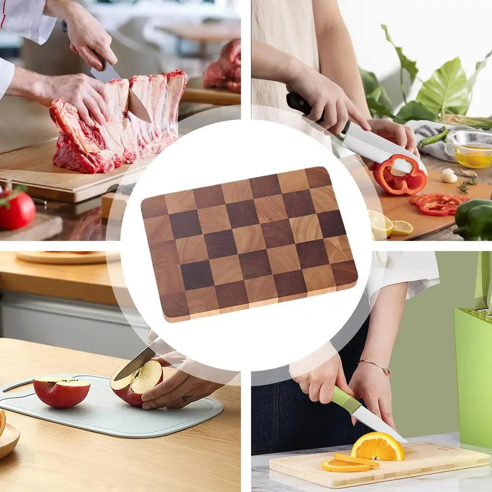 Cutting Board For Kitchen Anti-Slip Wood Chopping Board Contrast Color Design Chopping Board For Cucumber Potato Pork Ribs Chili