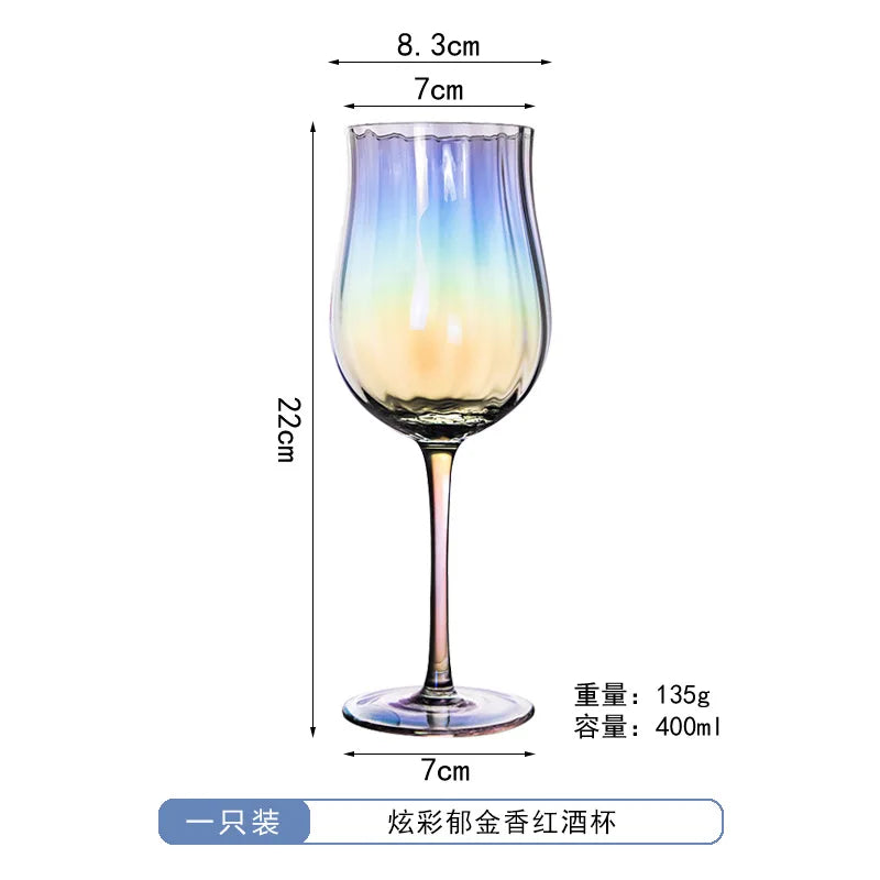 Withered Luxury tulip Stemware crystal glass vertical stripe red wine cup cocktail cup wine set champagne cup