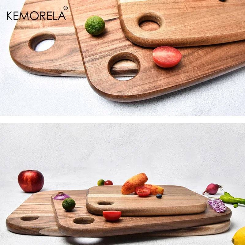 1PC Acacia Wood Cutting Board Home Kitchen Vegetable Meat Cutting Board Fruit Cutting Board Outdoor Camping Portable Accessories