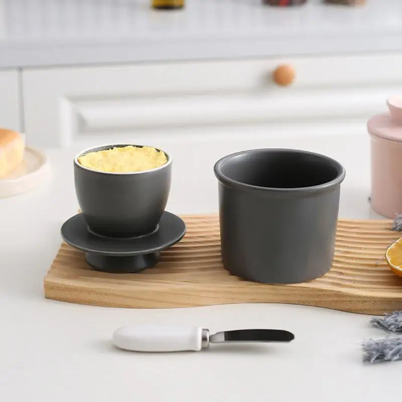 Ceramic Butter Dishes 350ml Butter Storage Container Cylindrical Cheese Box For Butter Cheese Jam Chocolate Kitchen Accessories