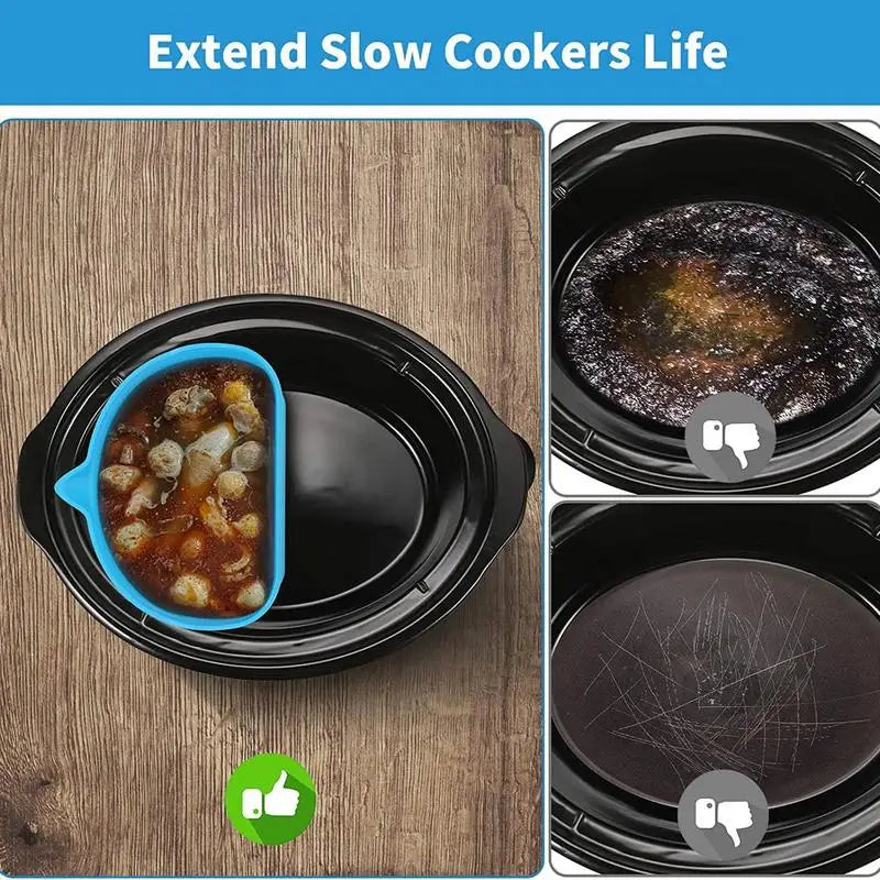 Silicone Slow Cooker Liner Reusable & Leakproof Silicone Crockpots Divider Silicone Insert Reusable Leakproof BPA Free Silicone