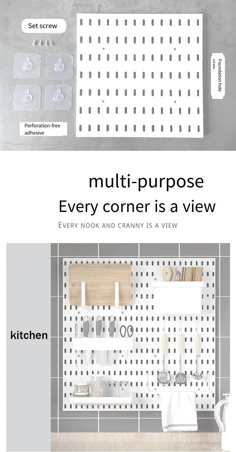 Pegboard Kitchen Crafts Storage Hanging Garage No Wall Shelf Organizer For Accessories Room Punching Organization Hooks