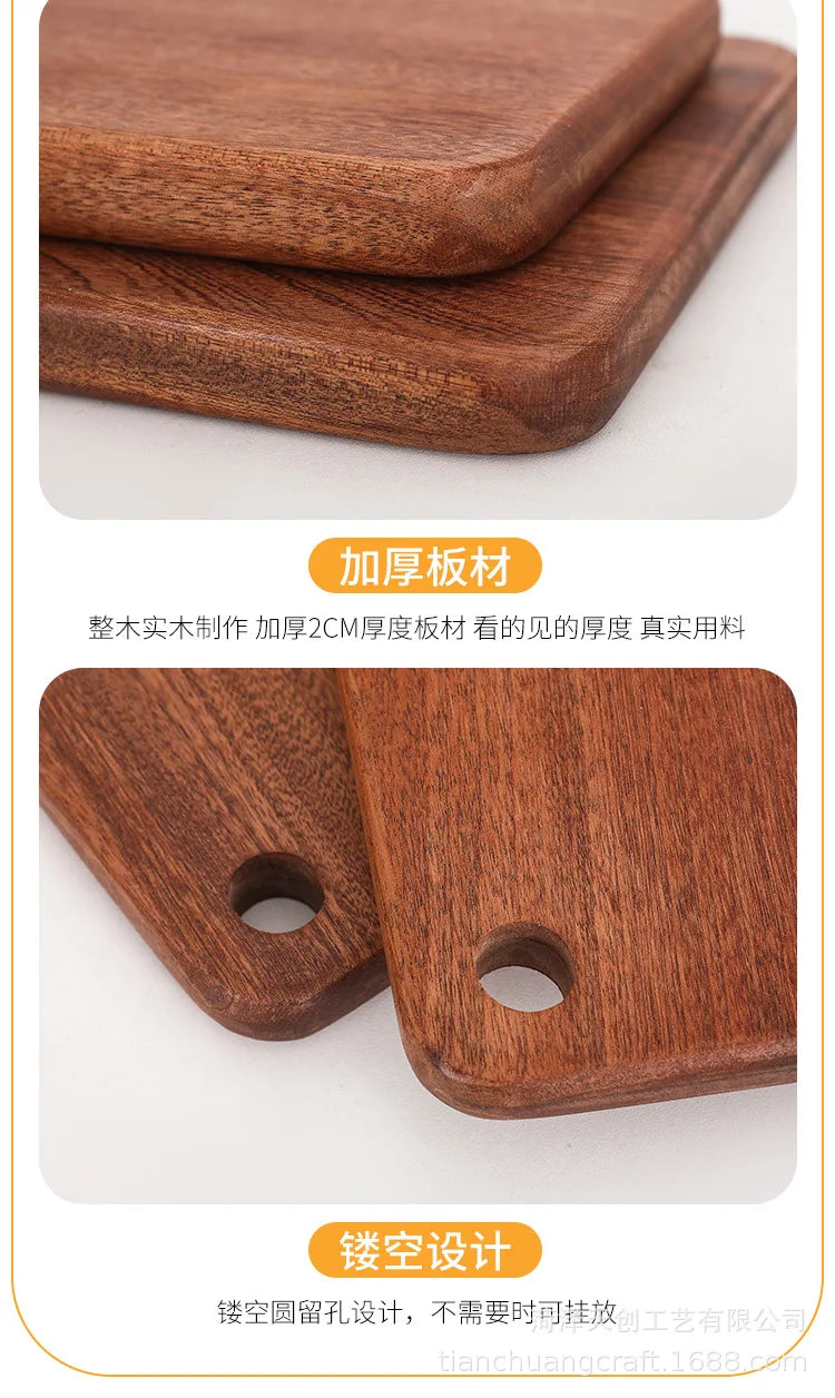 Quality Kitchen Wooden Chopping Blocks Beech Walnut Cutting Board Pizza Bread Fruit Sushi Tray Hangable Non-slip Kitchen Tools