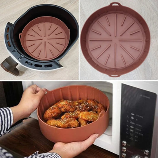 2022 New Air Fryer Accessories Reusable Non-Stick Silicone Cookware Air Fryer Baking Basket Baking Tools Tray Pads