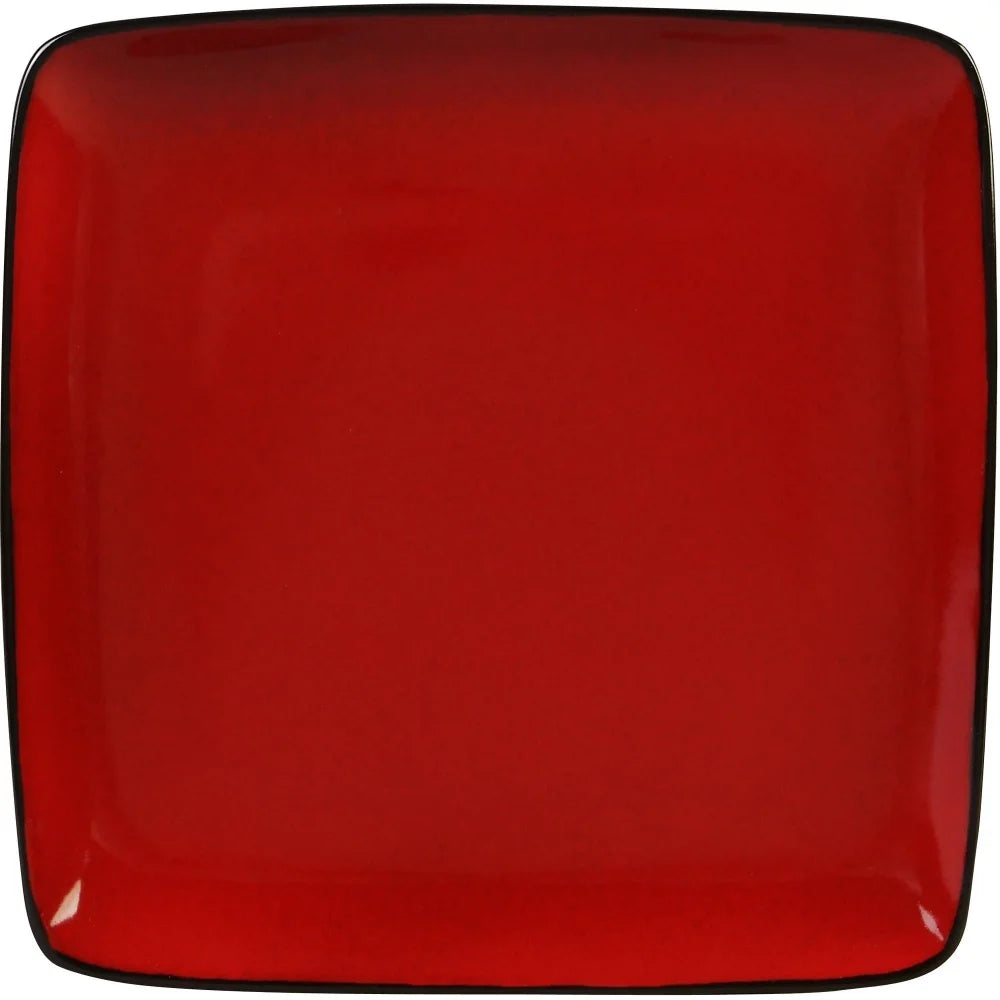 Rave Square Dinnerware, Red, Set Of 16  pratos  conjunto ,Plate set meal dinner set