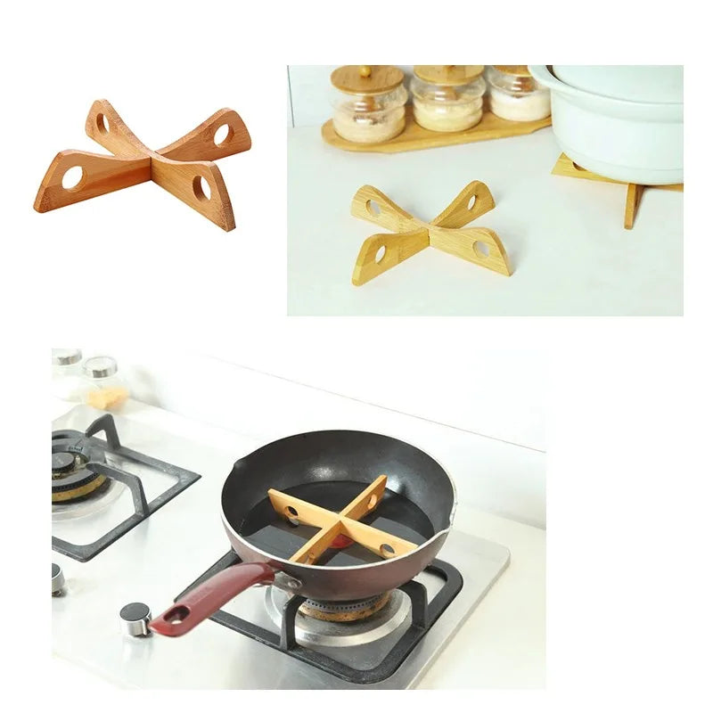 Pot Holder Hanging Detachable Protection Bamboo Hot Mat Heat Casserole Shelving Kitchen Bowl Bottom Stand Trivet Storage Rack