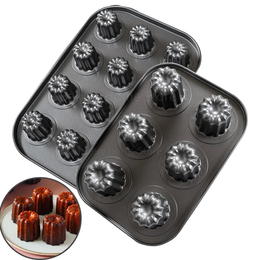 6/12 Cavity Canele Molds Carbon Steel Cannele Fluted Mould Non-Stick Canele Cupcake Muffin Cake Pan Kitchen Baking Tools