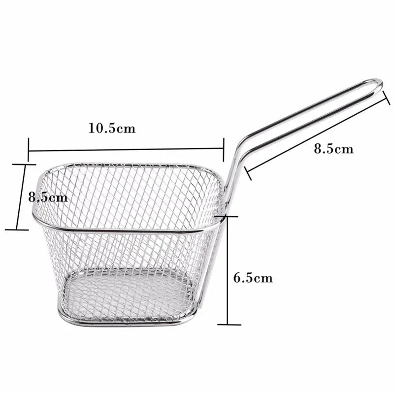 1/2/8Pcs Stainless Steel French Fries Basket Mesh Kitchen Frying Tools Colander Mini Chips Fryer Cooking Frying Basket Strainer