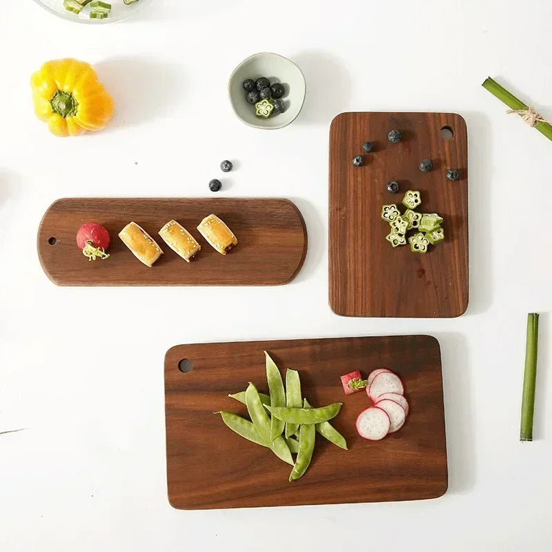 Quality Kitchen Wooden Chopping Blocks Beech Walnut Cutting Board Pizza Bread Fruit Sushi Tray Hangable Non-slip Kitchen Tools