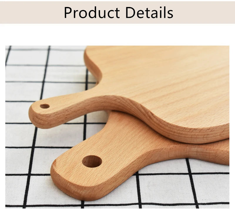 Quality Kitchen Wooden Chopping Blocks Beech Walnut Cutting Board Pizza Bread Fruit Sushi Tray Hangable Non-slip Kitchen Tools