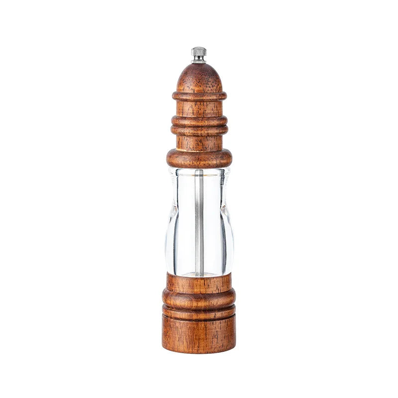 8" Oak Wood transparent acrylic salt and pepper Grinder Mill Ceramic Core salt grinder pepper mill shakers refillable