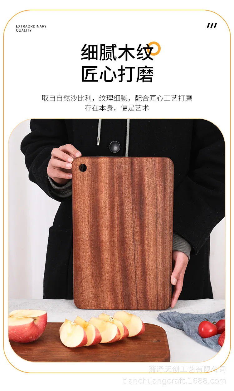 Quality Kitchen Wooden Chopping Blocks Beech Walnut Cutting Board Pizza Bread Fruit Sushi Tray Hangable Non-slip Kitchen Tools