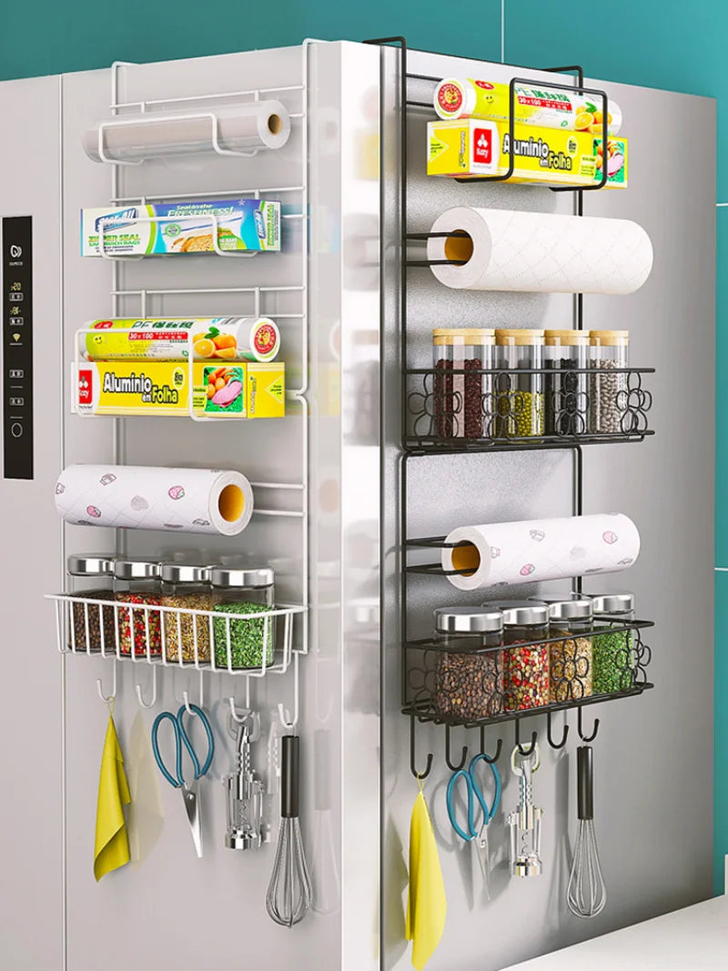 Refrigerator Storage Shelf Fridge Wall Side Hanging Storage Rack Kitchen Shelf Towel Bottle Spice Organizer Kitchen Gadgets Tool