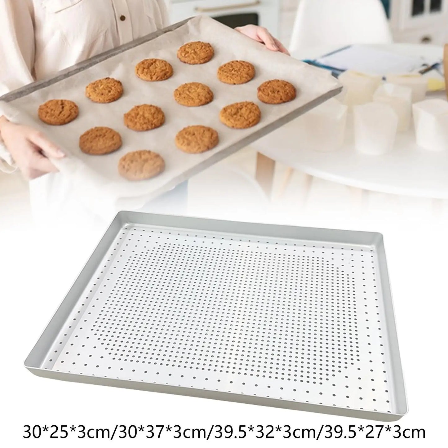 Perforated Half Sheet Pan Restaurant Kitchen Cookware Aluminum Alloy Versatile Easy to Clean Pizza Crisper Tray Baking Tool