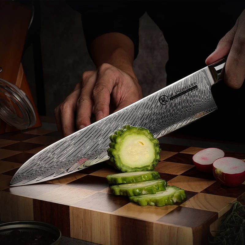 Damascus Knife Set AUS10 Japanese Steel Chef Kitchen Knives Santoku Paring Boning Bread Knife Butcher Tools Honeycomb Handle NEW