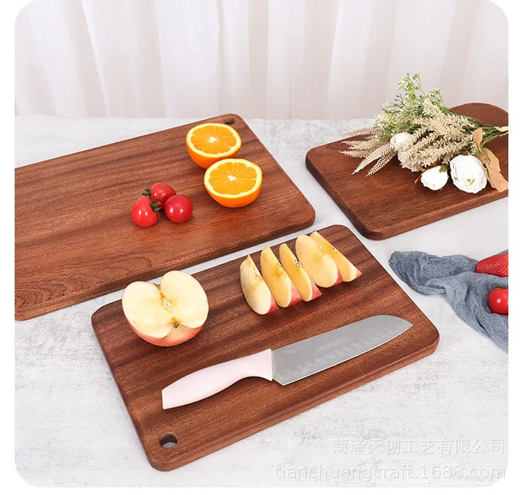 Quality Kitchen Wooden Chopping Blocks Beech Walnut Cutting Board Pizza Bread Fruit Sushi Tray Hangable Non-slip Kitchen Tools