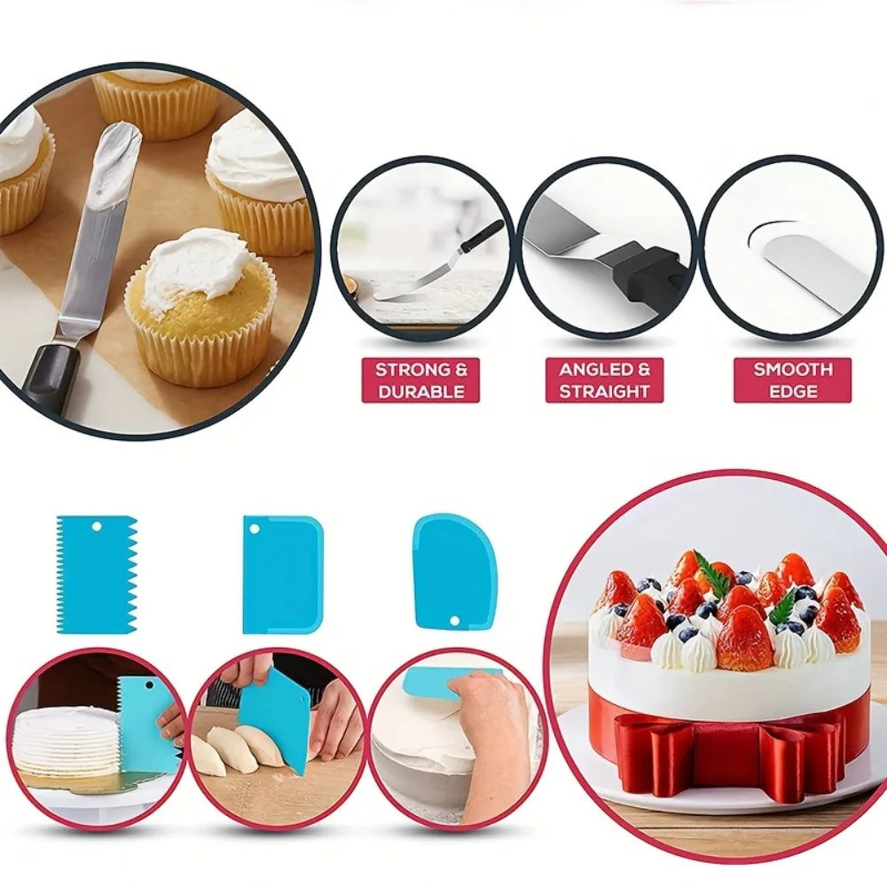 100PCS/SET Icing Piping Bags and Tips Set Decorating Supplies Kits Cupcake Icing Tips Cake Decorating Kit Baking Supplies