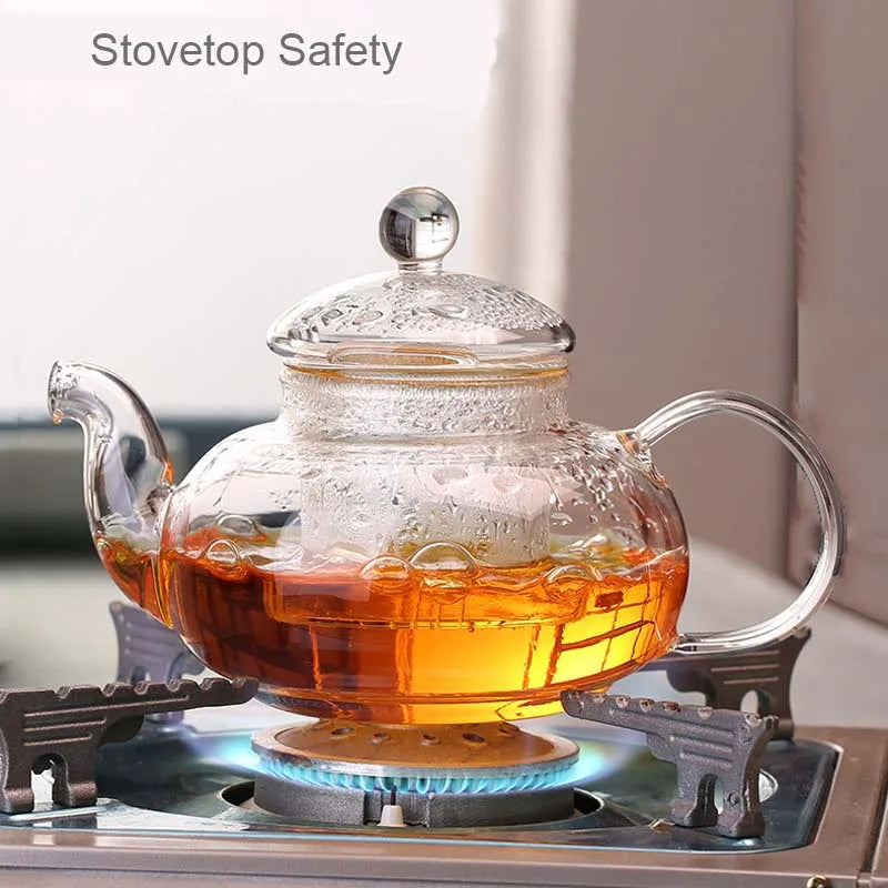 Dropshipping Heat Resistant Glass Teapot Various Styles Of Hot-selling Tea Sets Clear Kettle Flower Puer Tea Infuser Pot