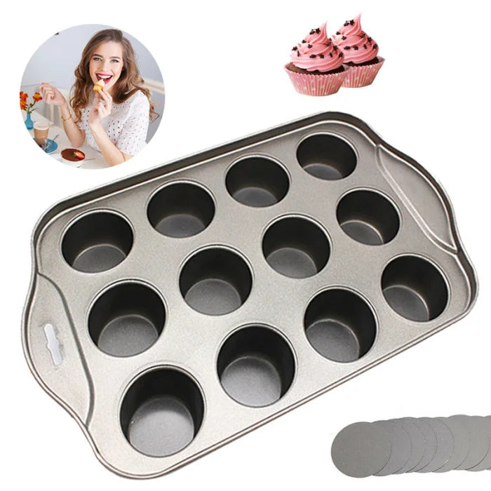 12 Grid Mini Baking Cake Tray Cheesecake Cup Non-Stick Cupcake   Pan Moldes Para Hornear  Decorating Tools