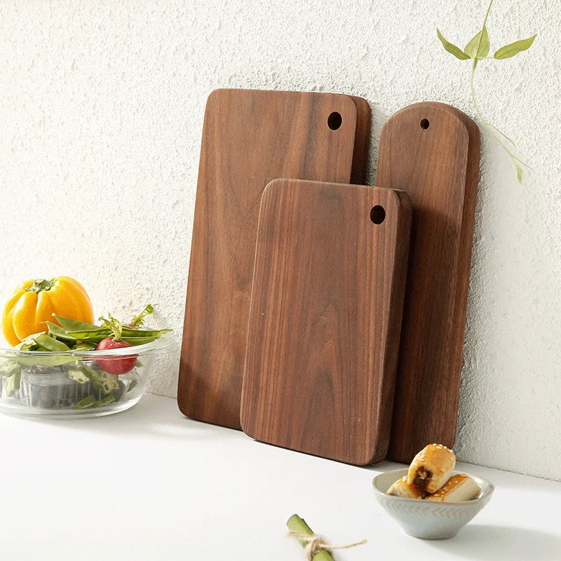 Quality Kitchen Wooden Chopping Blocks Beech Walnut Cutting Board Pizza Bread Fruit Sushi Tray Hangable Non-slip Kitchen Tools