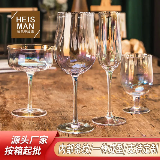 Withered Luxury tulip Stemware crystal glass vertical stripe red wine cup cocktail cup wine set champagne cup