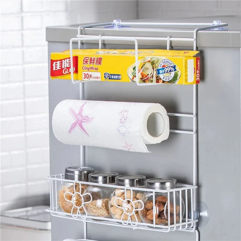 Refrigerator Storage Shelf Fridge Wall Side Hanging Storage Rack Kitchen Shelf Towel Bottle Spice Organizer Kitchen Gadgets Tool