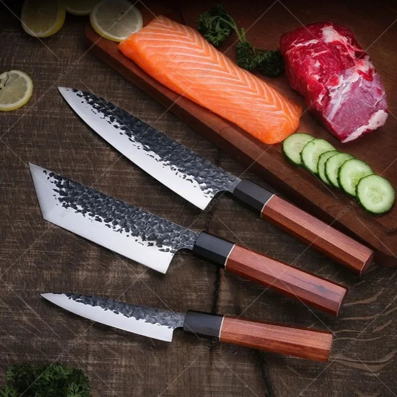 Hammered Forging Professional Chef's Knife Stainless Steel Kitchen Meat Cutting Knife Japanese Santoku Slicing Knife